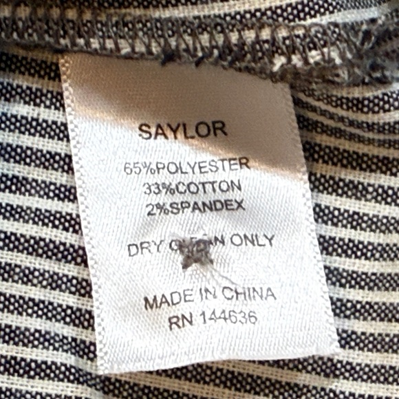 Women’s SAYLOR Grey & White pinstripe puff sleeve ruffle blouse- Size XS - Picture 7 of 9